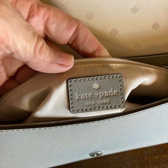 KATE SPADE GRAY leather CROSSBODY SHOULDERBAG TOTE 10x7 - Picture 3 of 8